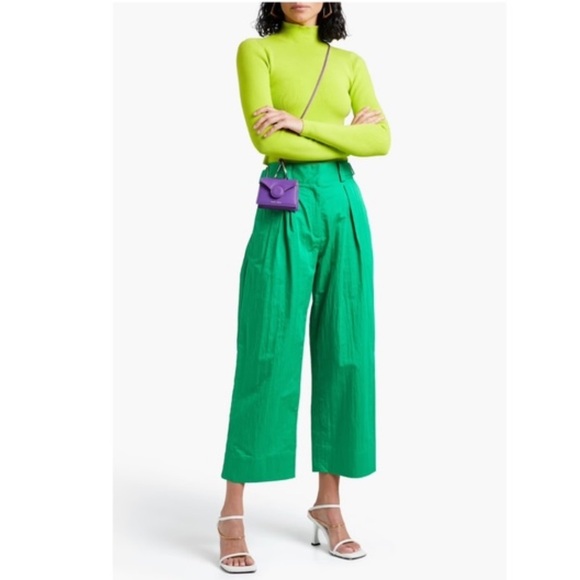 ALICE + OLIVIA Ciara mock neck Lime Green cropped Sweater size XS - Picture 4 of 8